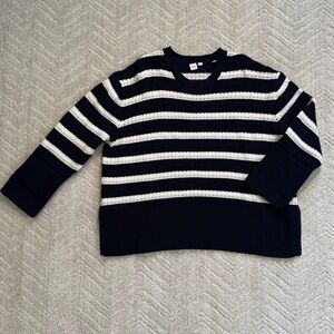 GAP XL 100% Cotton Navy and White Striped Sweater